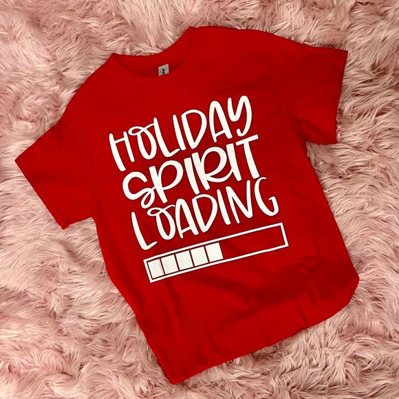 NEW  Women's Christmas Holiday Spirit Loading Graphic Tee Shirt - Picture 1 of 2
